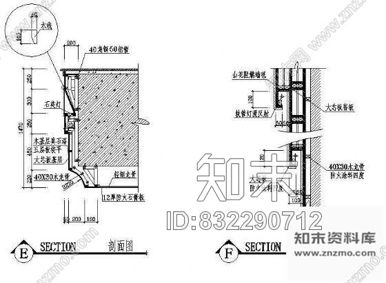 图块/节点墙面造型cad施工图下载【ID:832290712】