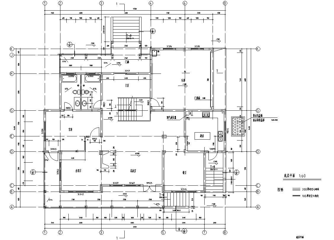 欧式风格2层独栋别墅建筑施工图cad施工图下载【ID:149889183】