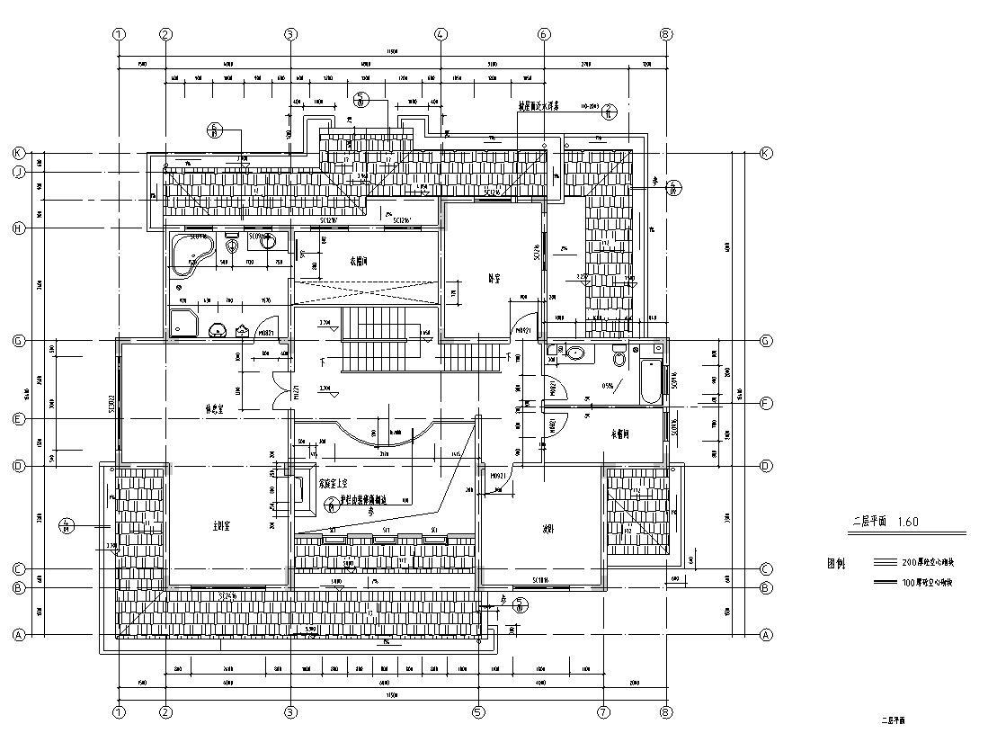 欧式风格2层独栋别墅建筑施工图cad施工图下载【ID:149889183】