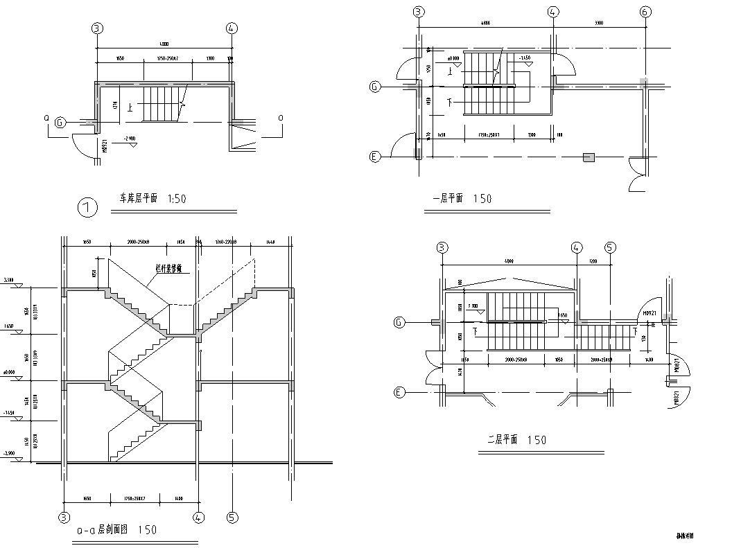 欧式风格2层独栋别墅建筑施工图cad施工图下载【ID:149889183】