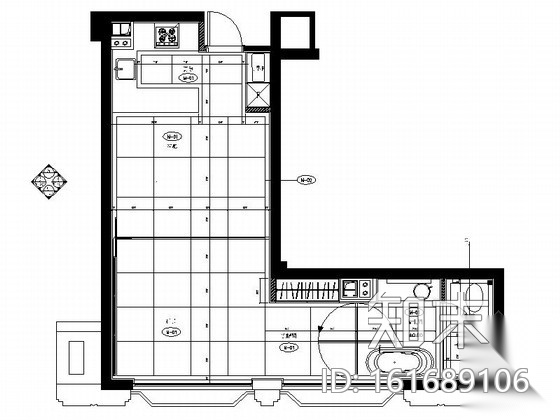 [浙江]现代简约一居室样板房装修设计图（含效果）cad施工图下载【ID:161689106】