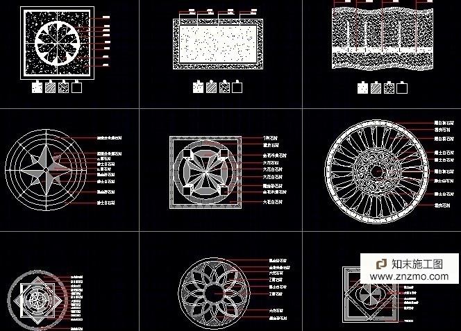 地面拼花-有材质标注cad施工图下载【ID:16938771】