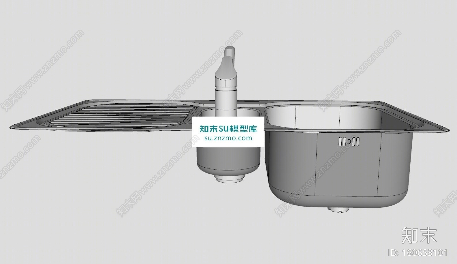 不锈钢水槽SU模型下载【ID:160653101】