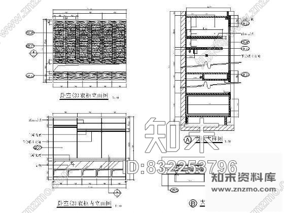 图块/节点主卧室衣柜详图cad施工图下载【ID:832253796】