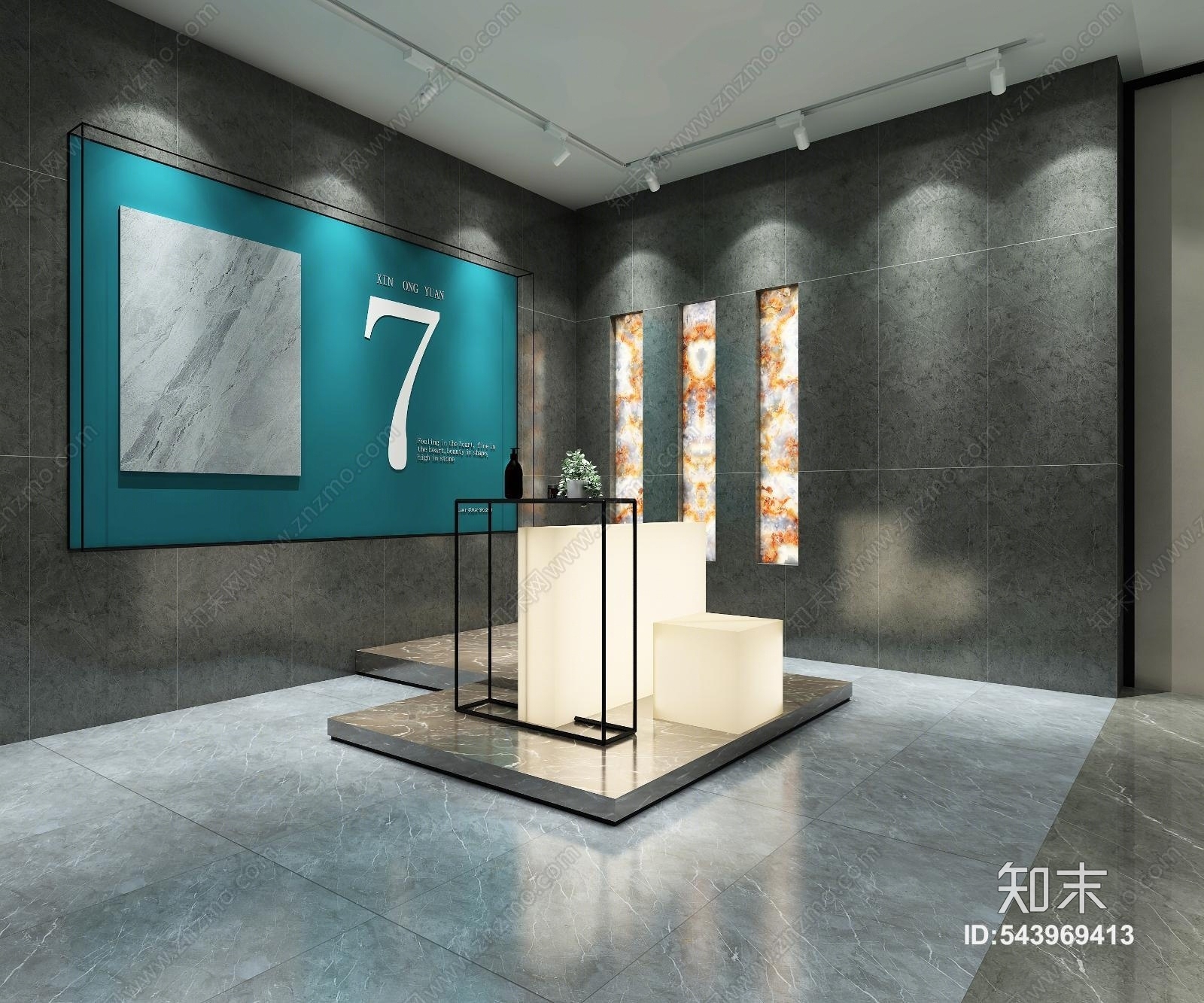现代陶瓷展厅展示样间3D模型下载【ID:543969413】