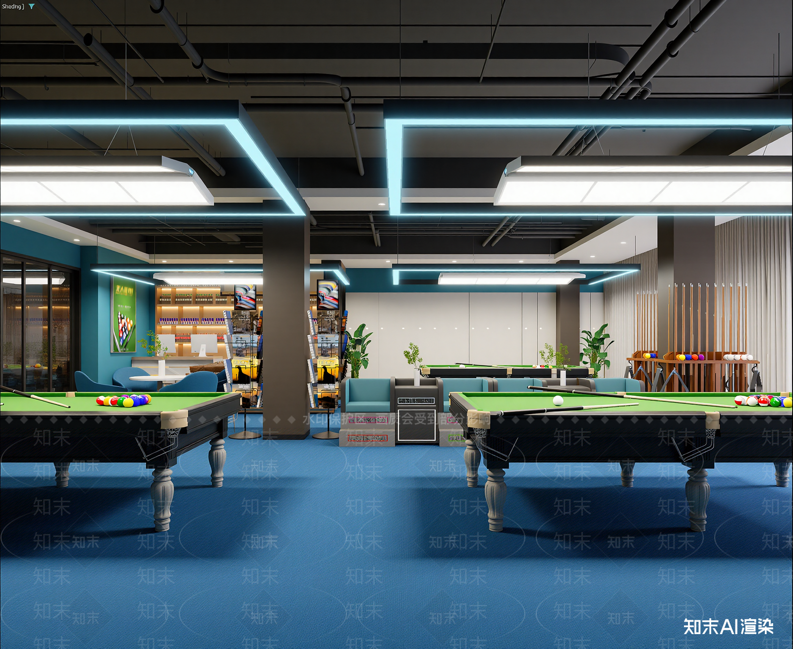 台球室3D模型下载【ID:1213962479】