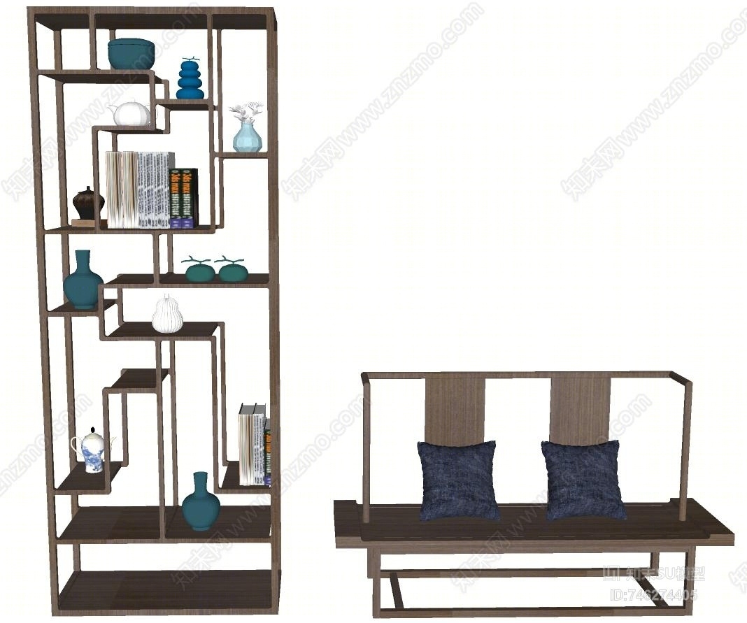 新中式博古架SU模型下载【ID:746274405】
