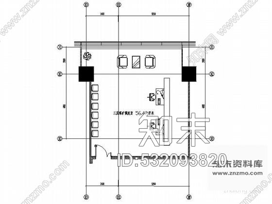 施工图52㎡煤矿调度办公室装修图cad施工图下载【ID:532093820】