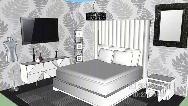 家居主卧室SU模型下载【ID:27690837】