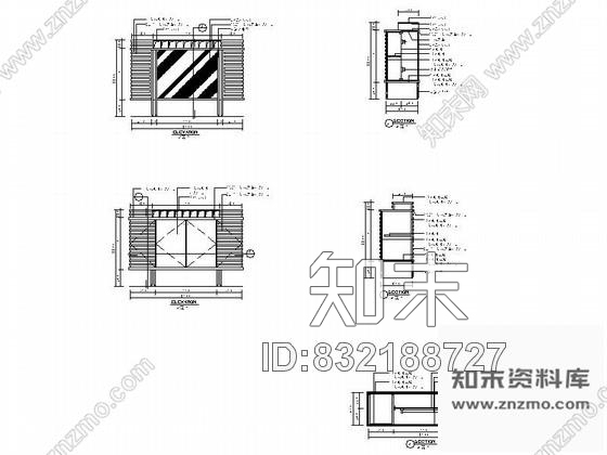 图块/节点现代时尚餐厅背景墙立面详图cad施工图下载【ID:832188727】