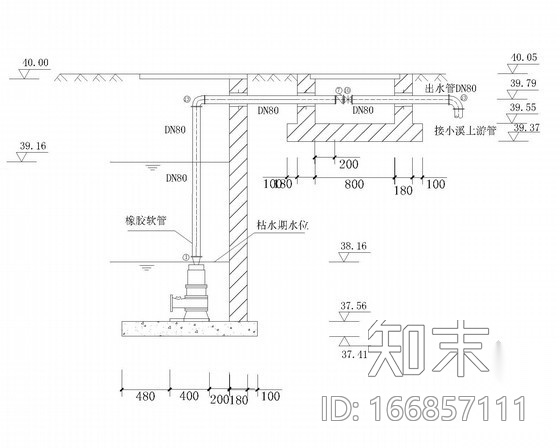 水泵及泵房大样图cad施工图下载【ID:166857111】