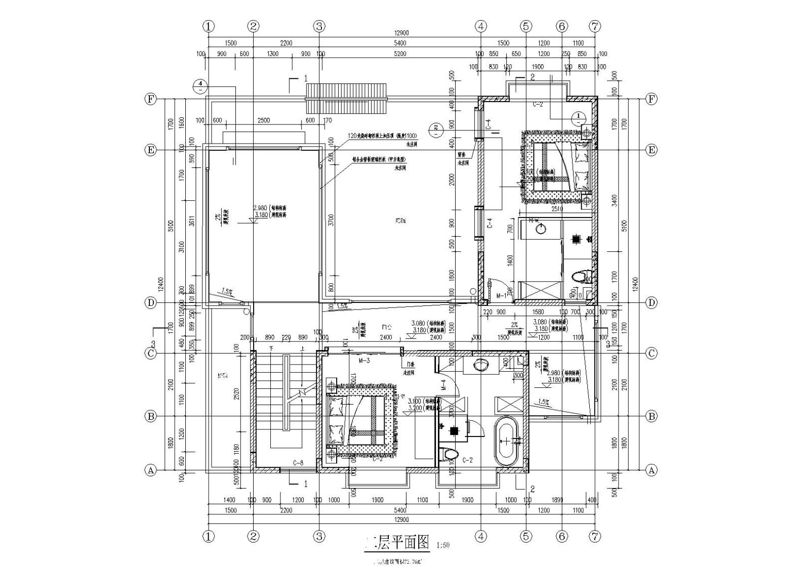 单家独院式二层别墅施工图施工图下载【ID:151636125】