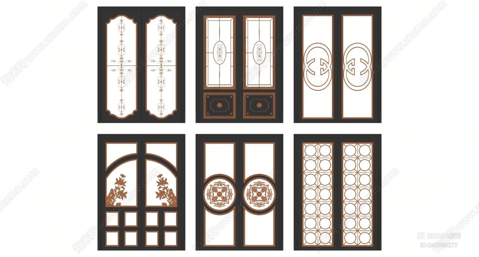 欧式风格厨房推拉门SU模型下载【ID:247089277】