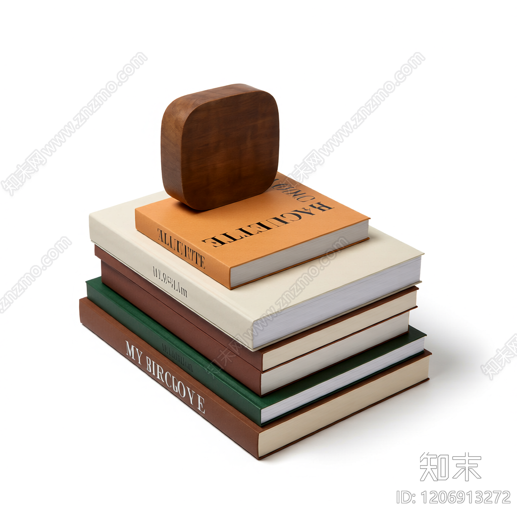 书籍堆叠装饰组合3D模型下载【ID:1206913272】