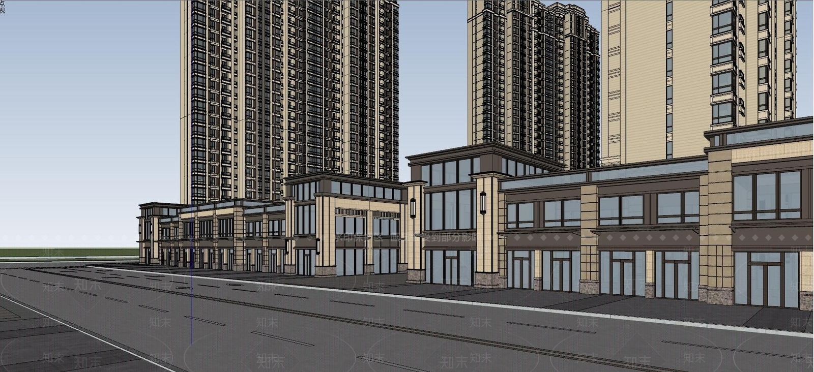 现代商业街SU模型下载【ID:1111721392】