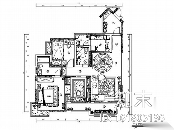 [重庆]精装美式经典三居室住宅装修施工图（含实景）cad施工图下载【ID:161805136】