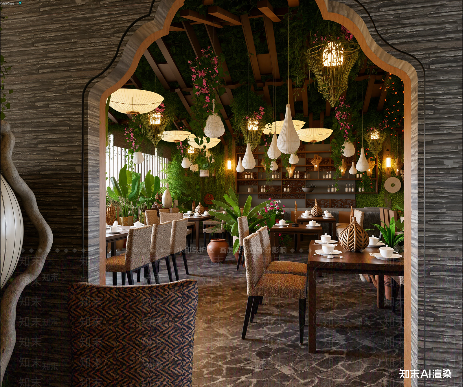 东南亚茶馆3D模型下载【ID:1213963019】