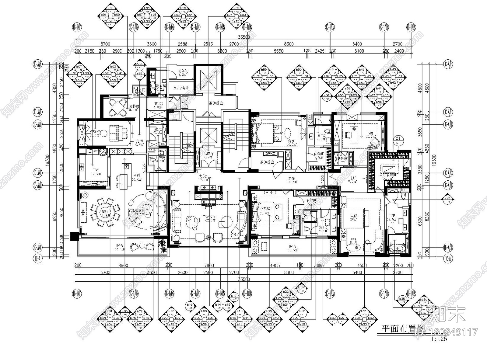 [湖北]武汉515M²大平层私宅施工图_附效果图施工图下载【ID:180849117】