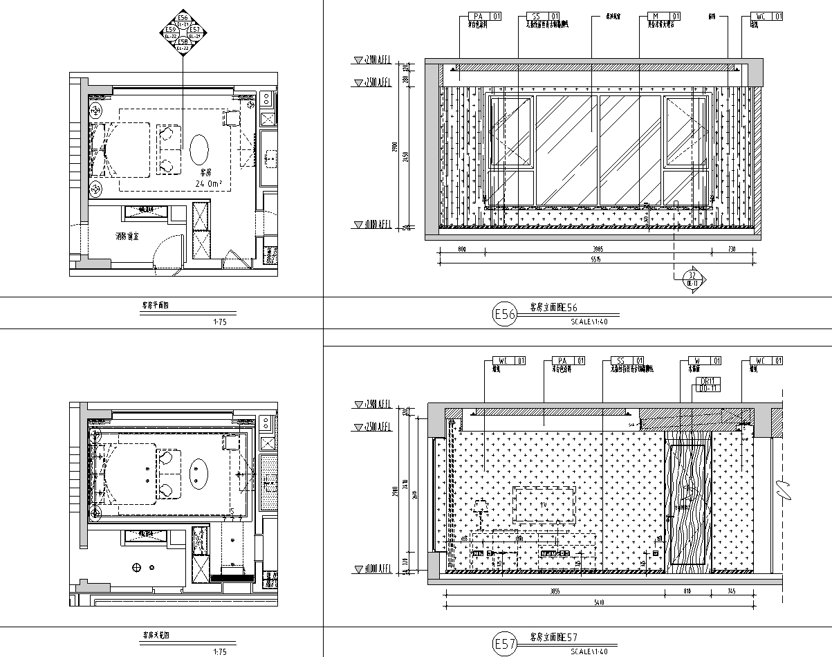 [湖北]武汉515M²大平层私宅施工图_附效果图施工图下载【ID:180849117】