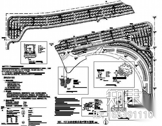 [湖南]某市体育中心环境景观绿化施工图cad施工图下载【ID:165391110】