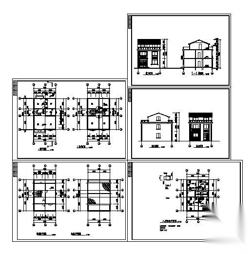 某三层乡村别墅建筑设计方案cad施工图下载【ID:151389136】