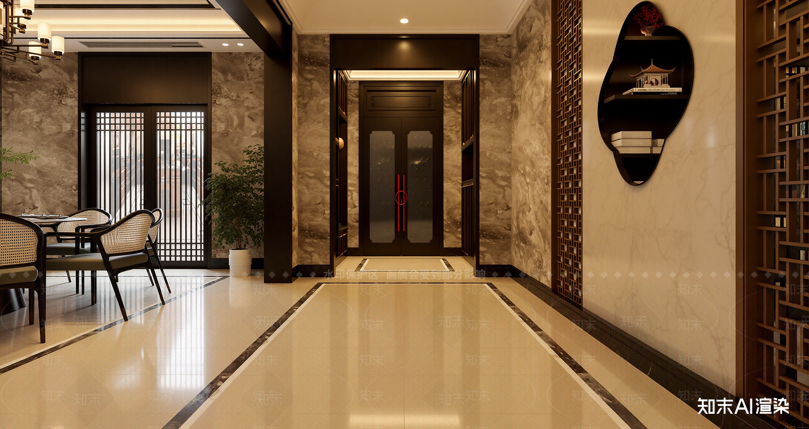 新中式酒店餐厅3D模型下载【ID:1221950979】