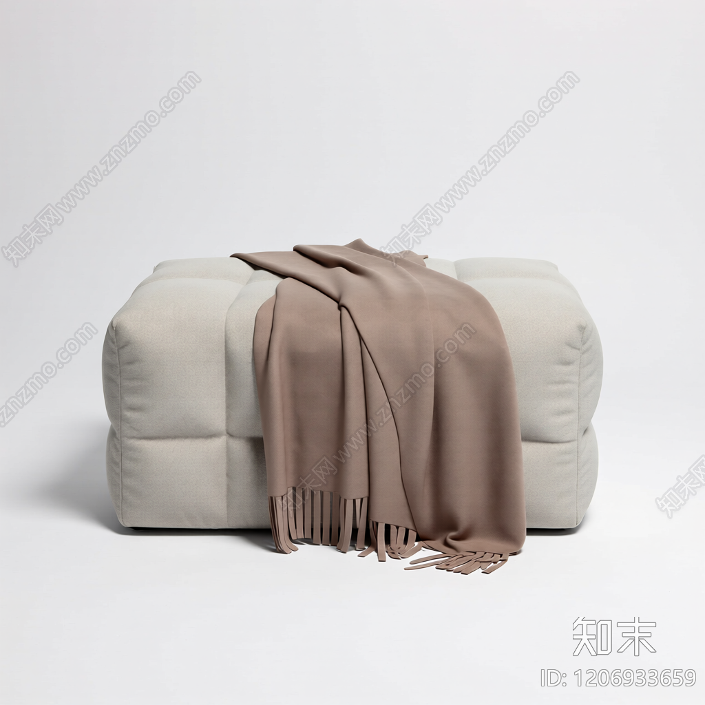 模块化沙发凳带毯子3D模型下载【ID:1206933659】