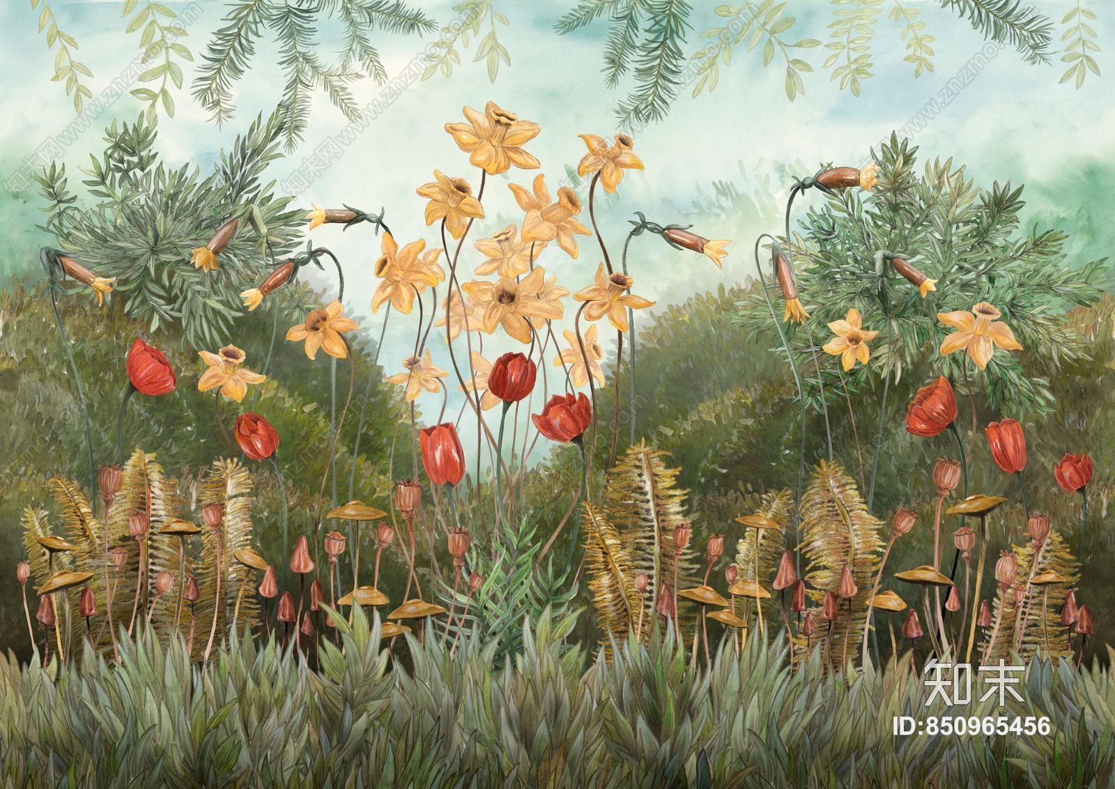 墙纸壁布图案单品与场景图艺术装饰元素室内设计超清现代花纹贴图素材贴图下载【ID:850965456】