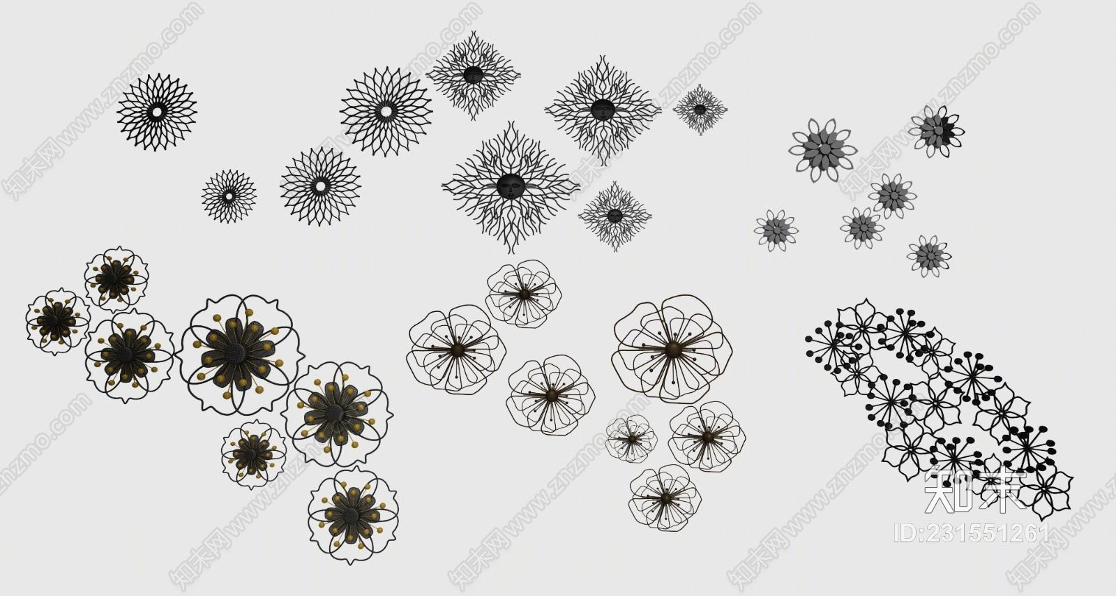 现代墙面饰品挂件3D模型下载【ID:231551261】