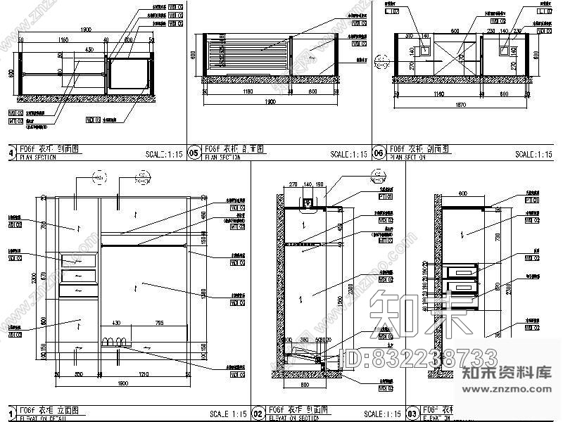 图块/节点酒店大衣柜详图cad施工图下载【ID:832238733】