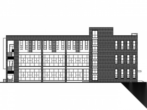 [浙江]某中学三层食堂建筑施工图cad施工图下载【ID:166083130】