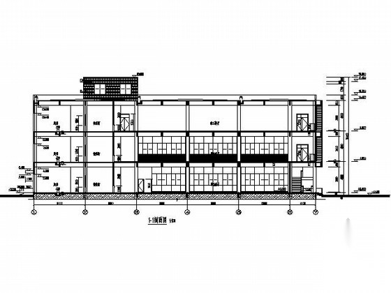 [浙江]某中学三层食堂建筑施工图cad施工图下载【ID:166083130】