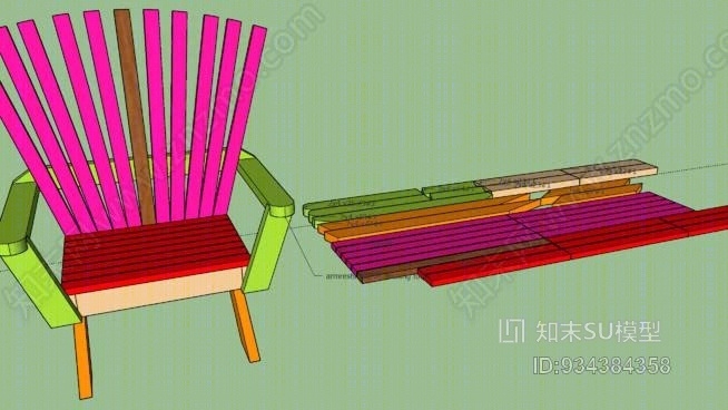 扇形躺椅SU模型下载【ID:934384358】