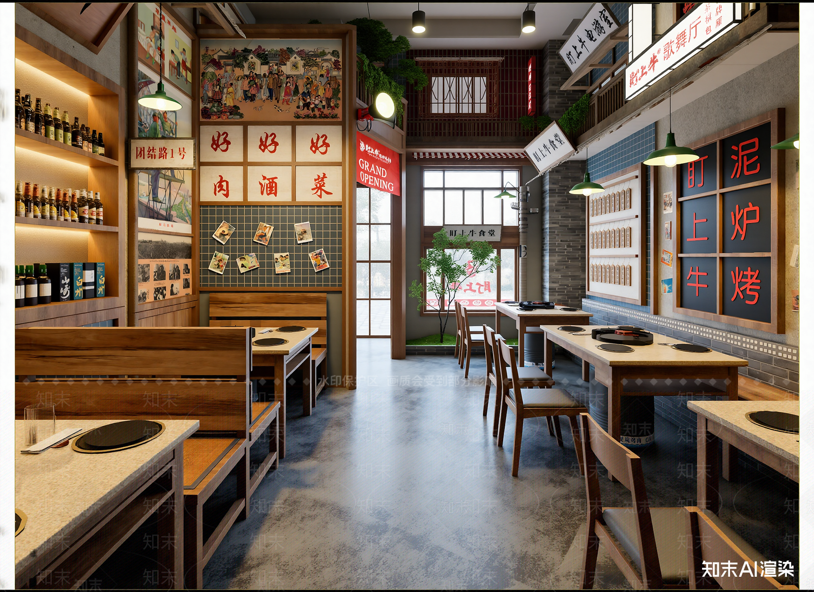 工业风烧烤店3D模型下载【ID:1214364860】