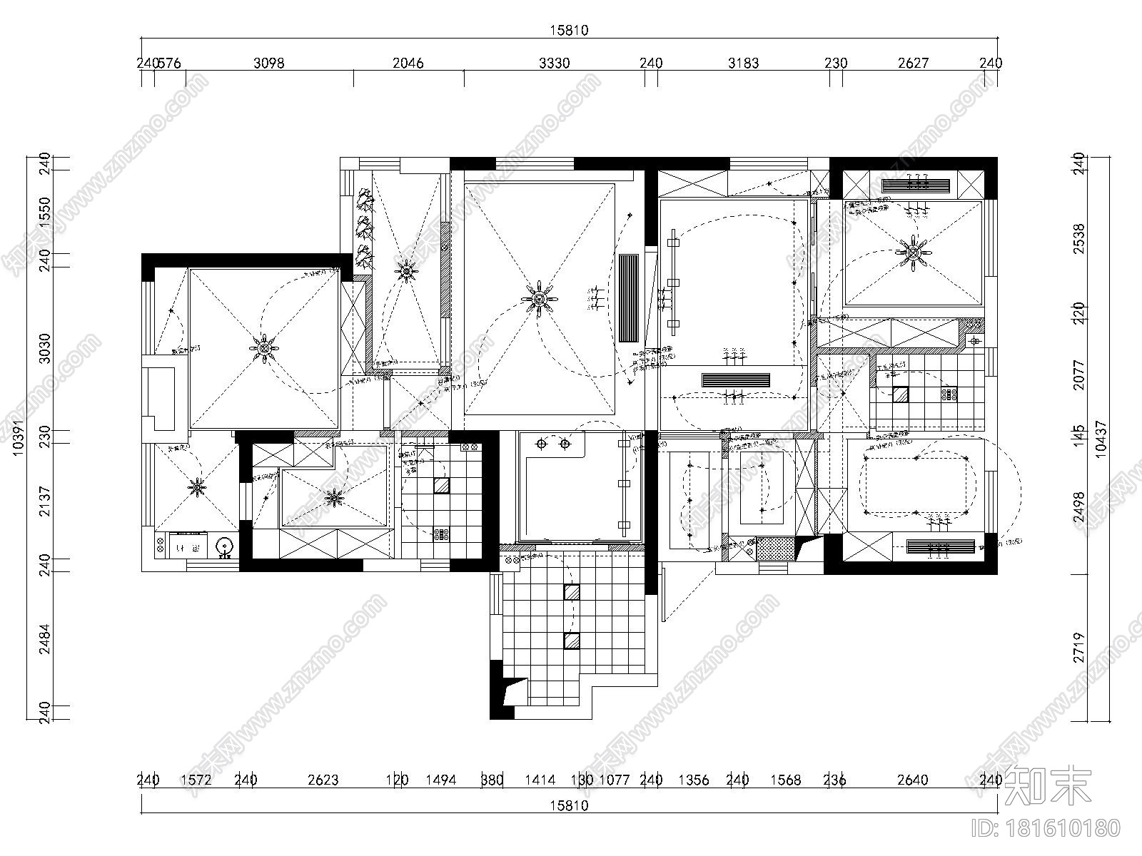 国际百纳徐小姐雅居设计全套施工图+效果图cad施工图下载【ID:181610180】