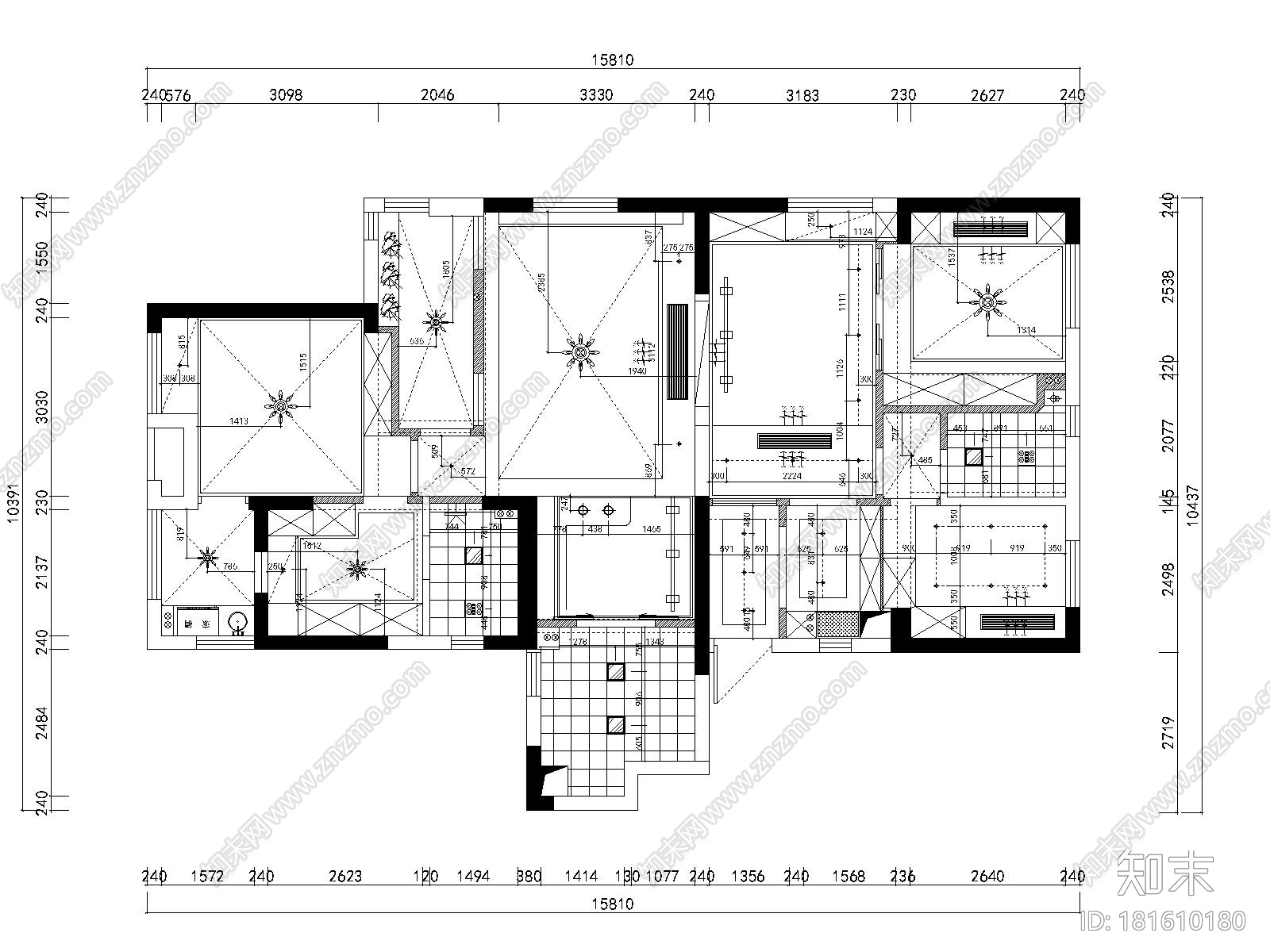 国际百纳徐小姐雅居设计全套施工图+效果图cad施工图下载【ID:181610180】