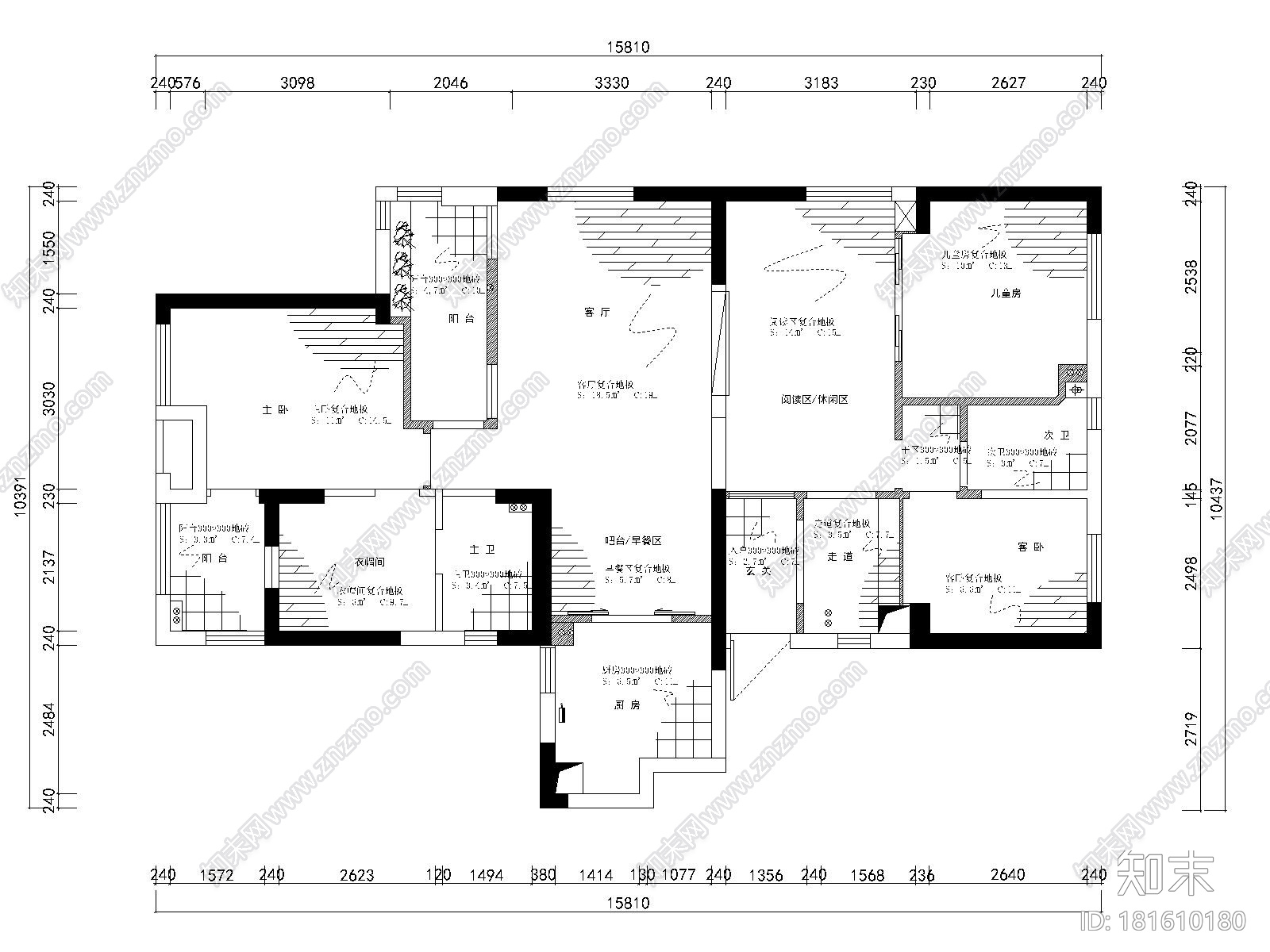 国际百纳徐小姐雅居设计全套施工图+效果图cad施工图下载【ID:181610180】