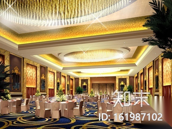 酒店豪华宴会厅装修图（含实景）cad施工图下载【ID:161987102】