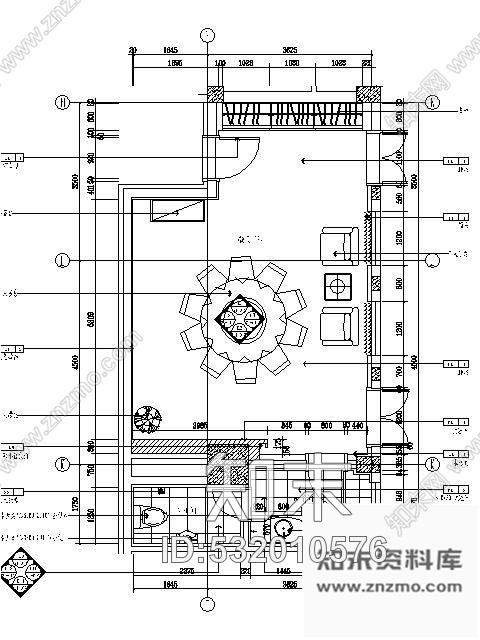 施工图餐厅圆桌小包间施工图cad施工图下载【ID:532010576】