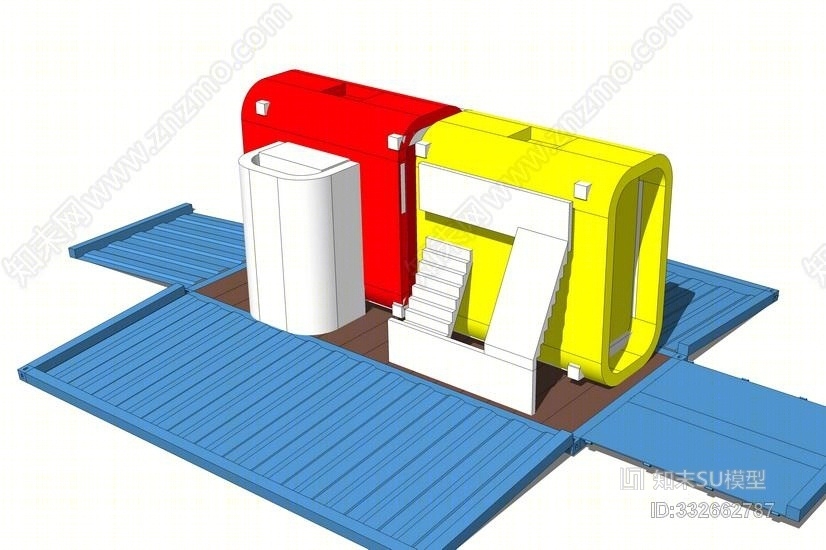 集装箱建筑SU模型下载【ID:332662787】