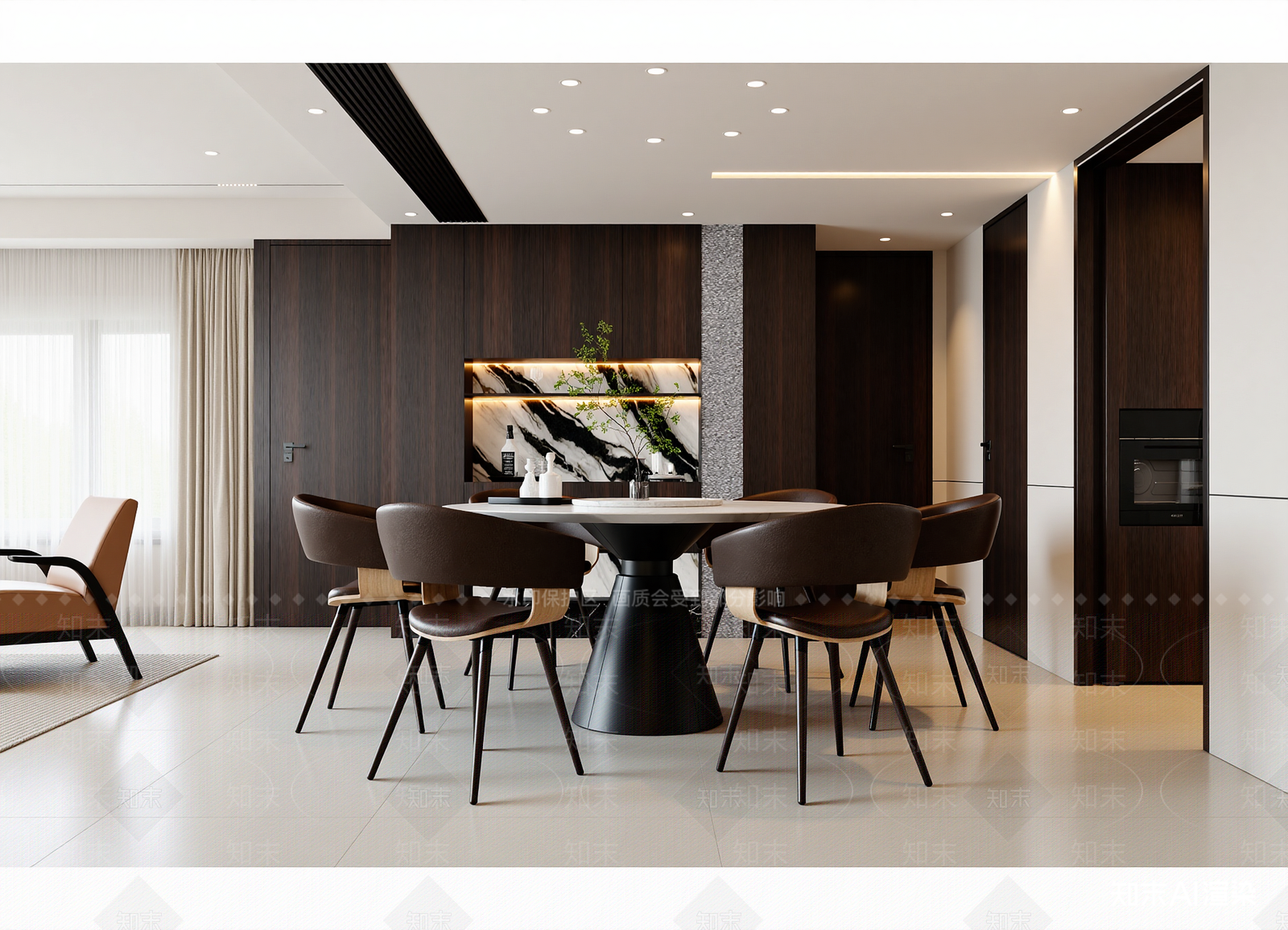 现代家居餐厅3D模型下载【ID:1215136763】