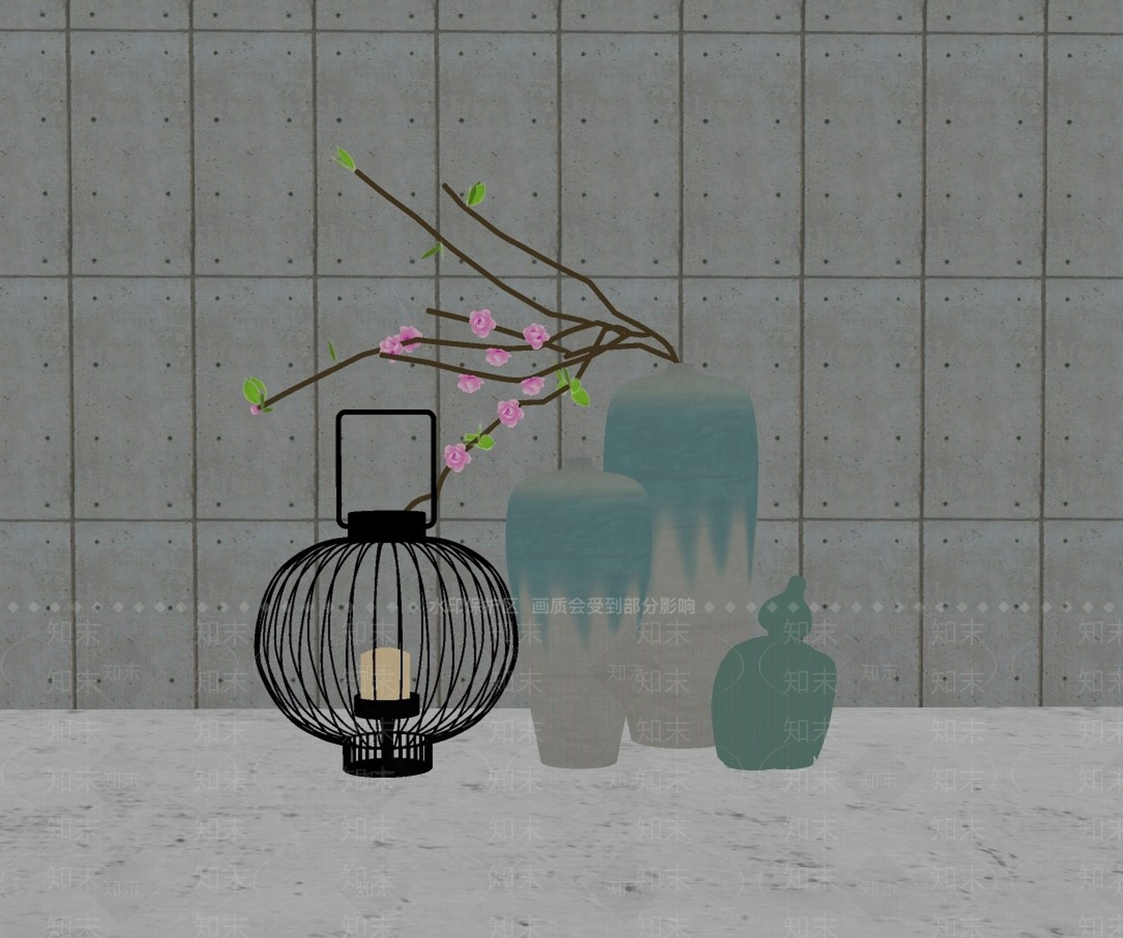新中式灯笼花瓶摆件SU模型下载【ID:177532170】