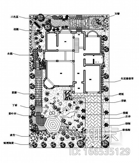 某别墅庭院环境景观设计cad施工图下载【ID:166535129】