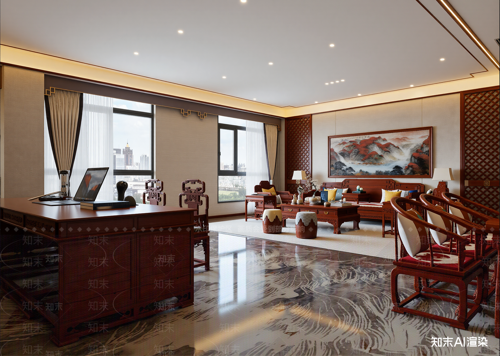 中式办公室3D模型下载【ID:1215066761】