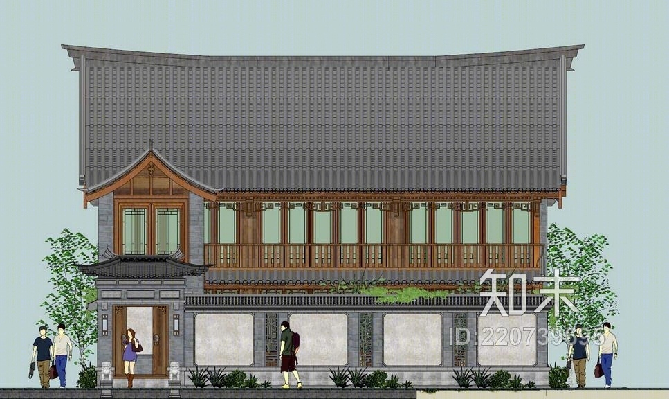 岭南风别墅SU模型下载【ID:220739695】