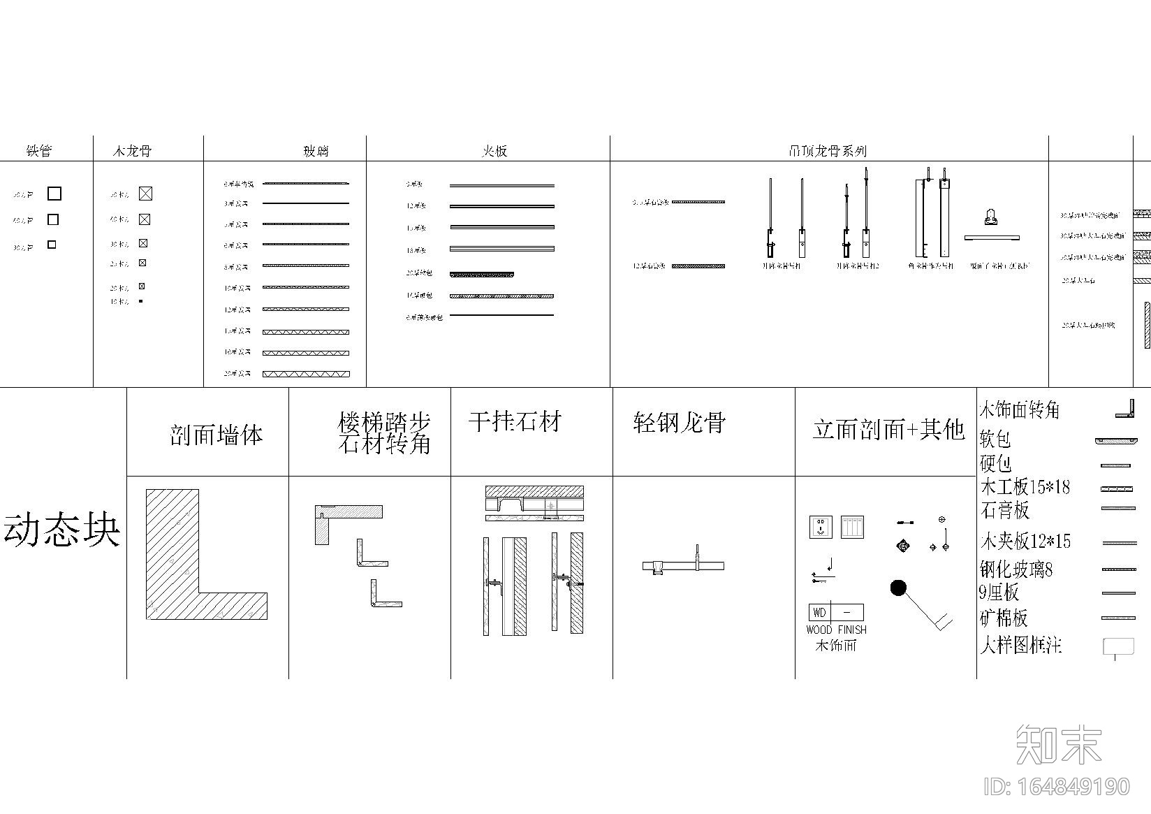 CAD动态图块图库整理施工图下载【ID:164849190】