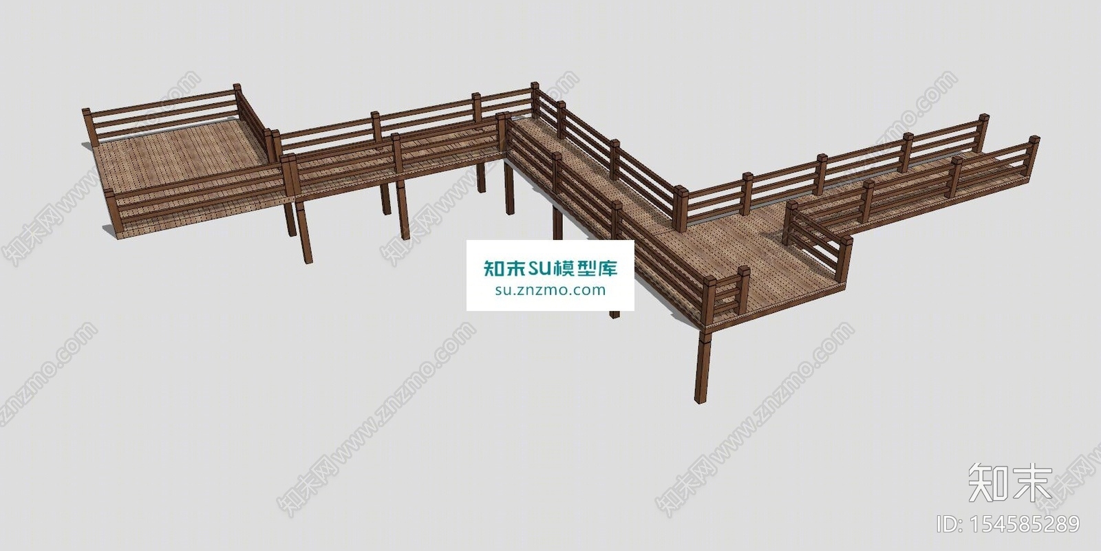 景观桥木质桥梁SU模型下载【ID:154585289】