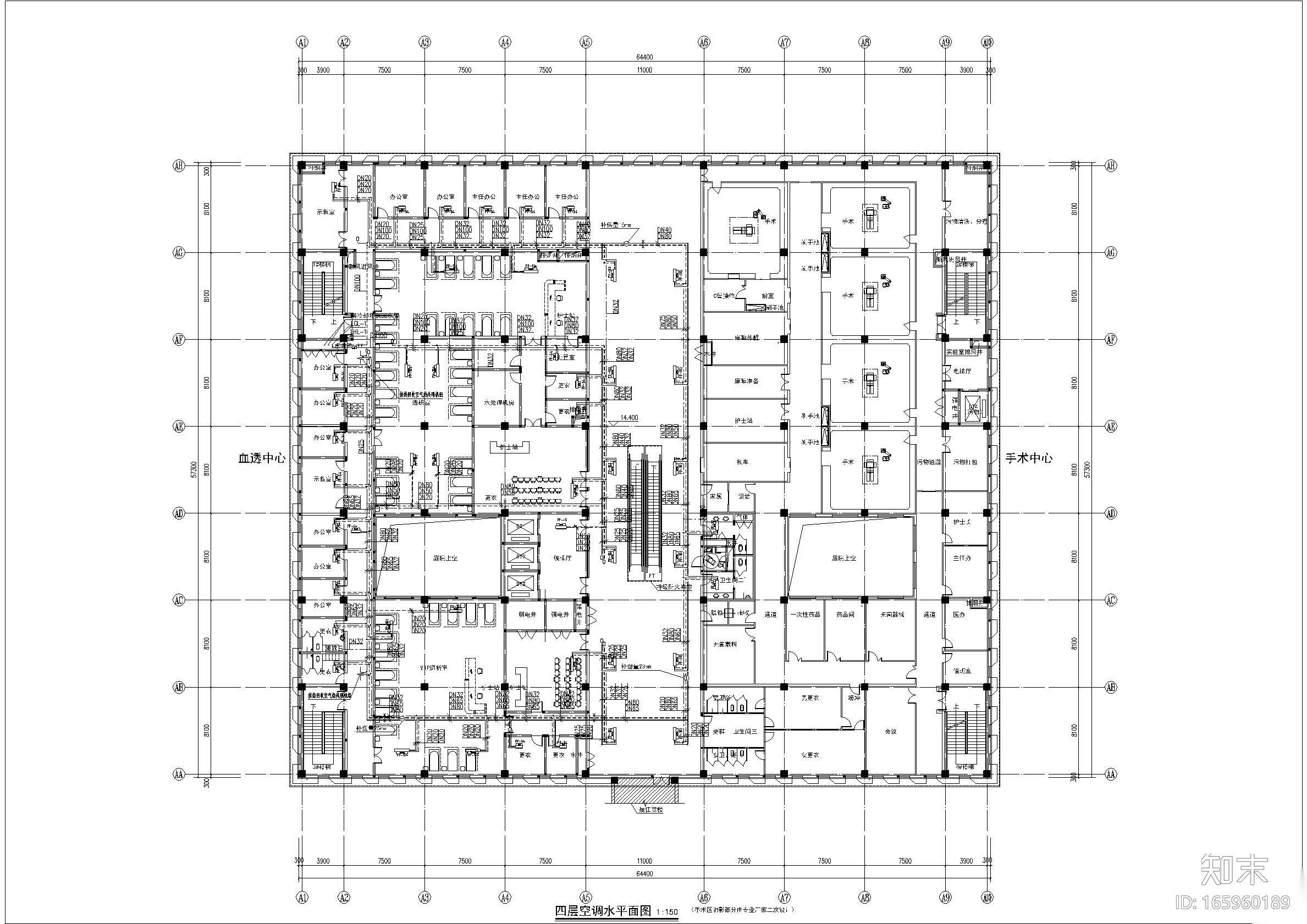 宣化中医院门诊楼空调水图cad施工图下载【ID:165960189】