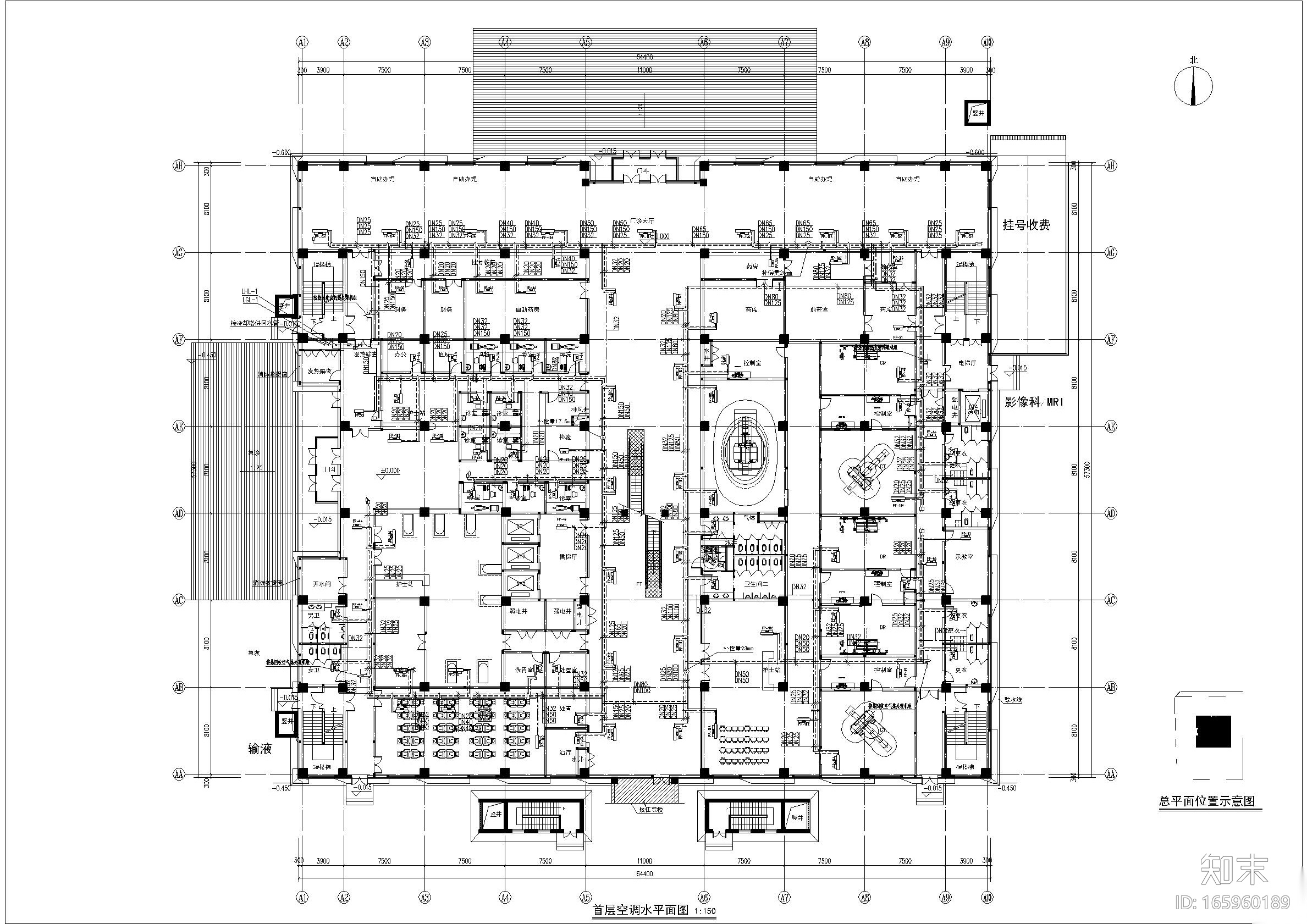 宣化中医院门诊楼空调水图cad施工图下载【ID:165960189】