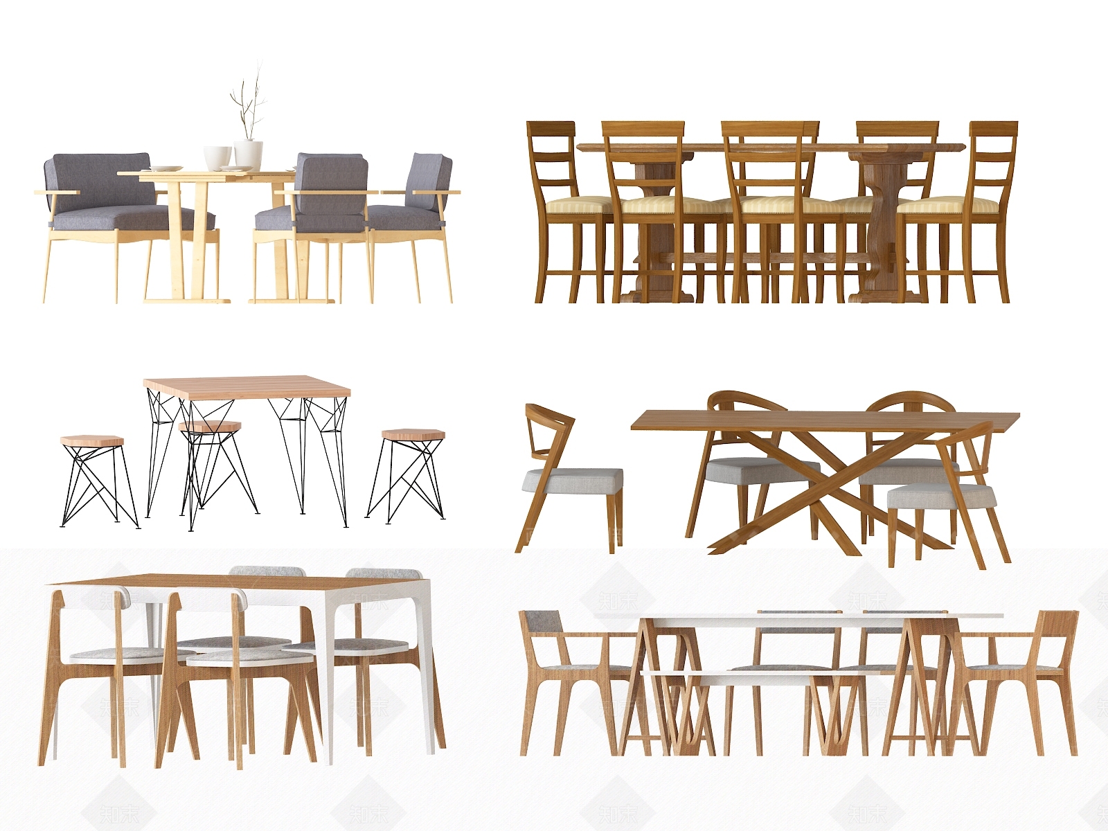 简欧餐桌组合3D模型下载【ID:134824891】